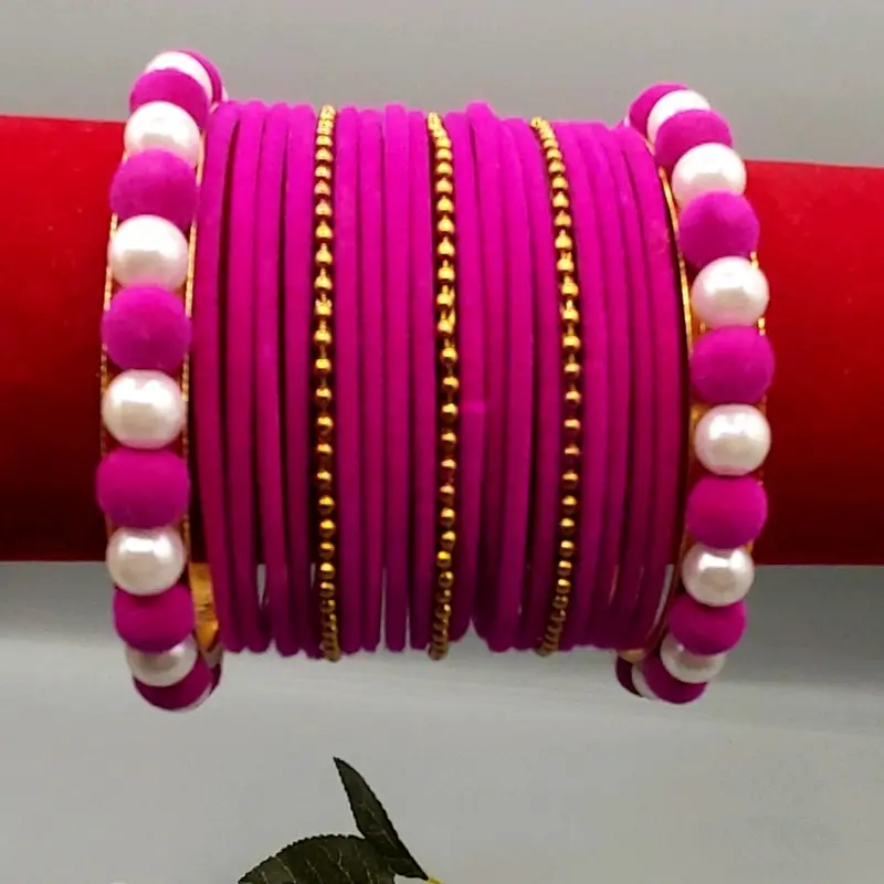 Velvet Bangles Set for Women - Perfect for Any Occasion mehndi jewellery desi bangle couple jewelry 4