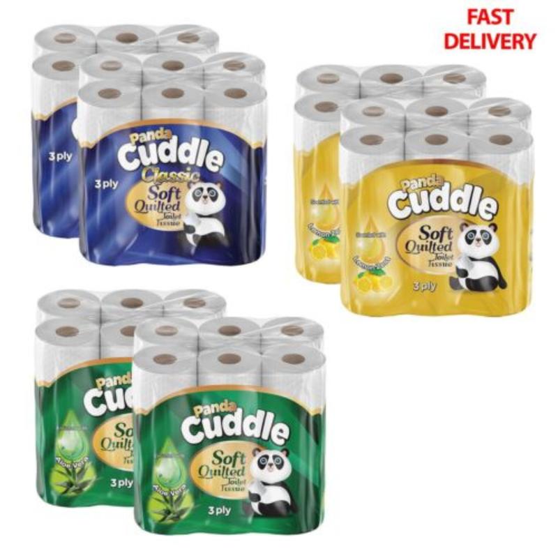 Panda Cuddle Classic | Aloe Vera | Lemon Soft Quilted 3 Ply  lightweight Toilet Tissue Roll bathroom Ultimate Comfort (Pack of 45) cheapest  eco-friendly strong toilet paper & wipes perfumescented 0
