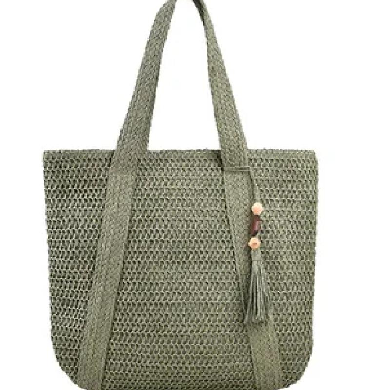 Large Capacity Women's Elegant Hand-Woven Shoulder Bag for Casual Tote Top and Beach Holiday Leisure Vacation Beach Bag 2