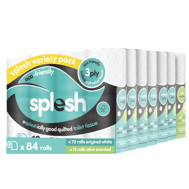 Splesh 84 Rolls Mega Saver Variety Pack ( 72 Rolls of White + 12 Rolls of Aloe) 1