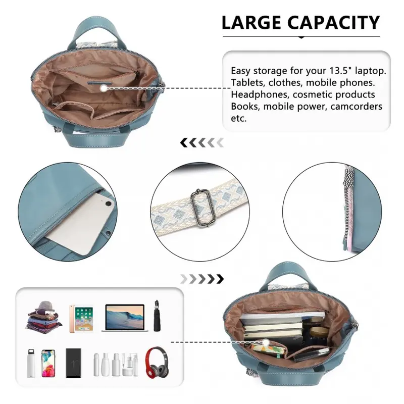 MISS LULU Signature Style Backpack with Unique Details (3 Colours) [35cm*28cm*8cm] 8
