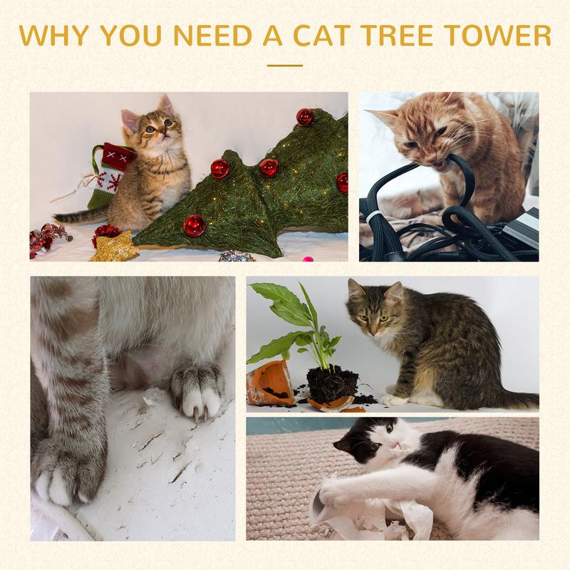 Cat Tree Tower Kitten House Scratching Posts with Condo Perch Interactive Mouse Toy, 45 x 33 x 70 cm, Brown 6