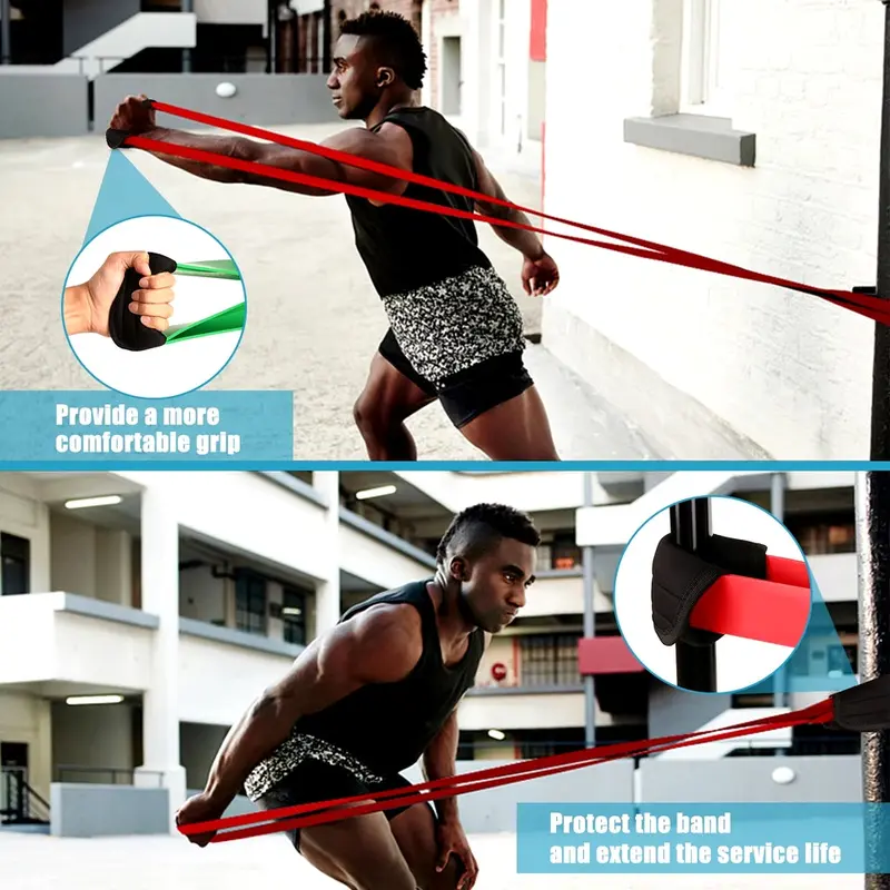 5 Packs Pull up Assist Bands Set Resistance Loop Bands Powerlifting Exercise Stretch Bands with Door Anchor and Handles 2