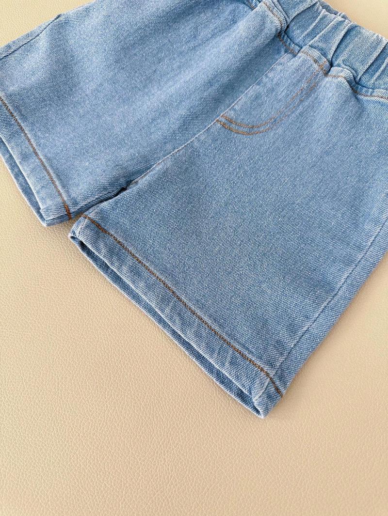 Product Introduction of 2pcs Baby Boys" And Girls" Casual Dinosaur Embroidery Elastic Short Sleeve T-Shirt + Shorts, Summer 23
