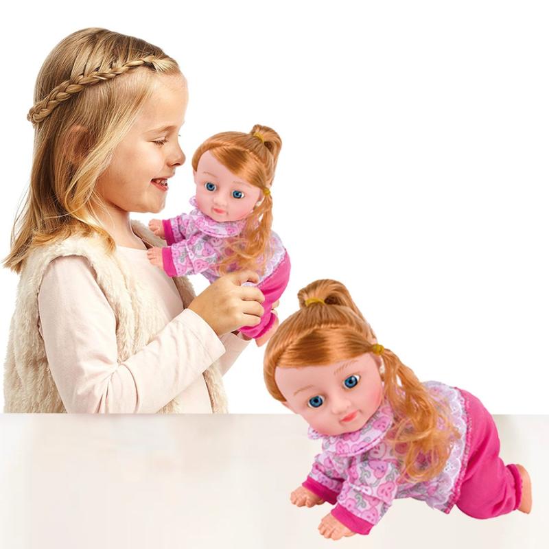 COO11 Kids Realistic Soft Vinyl Rubber 10 Inch Electric Crawling Baby Doll With Sound Laughing Talking Singing Dancing Interactive Toy Age 4+ (Pink) 5