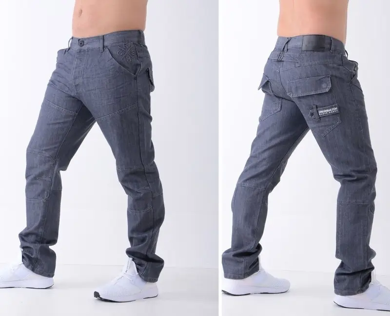 Mens Jeans Crosshatch Regular Fit Grey Blue Black Sizes 28"-48" Straight Leg Denim Menswear Pocket Streetwear Pants Trouser Classic Buckle Day Casual Casual Underwear Beige 3