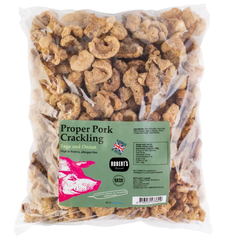 Proper Pork Crackling - 3L Refill Bags – Available in Multiple Flavours - Keto-friendly, Allergen-Free, Low Carb & High Protein, Handmade in Britain Salt Snack 5