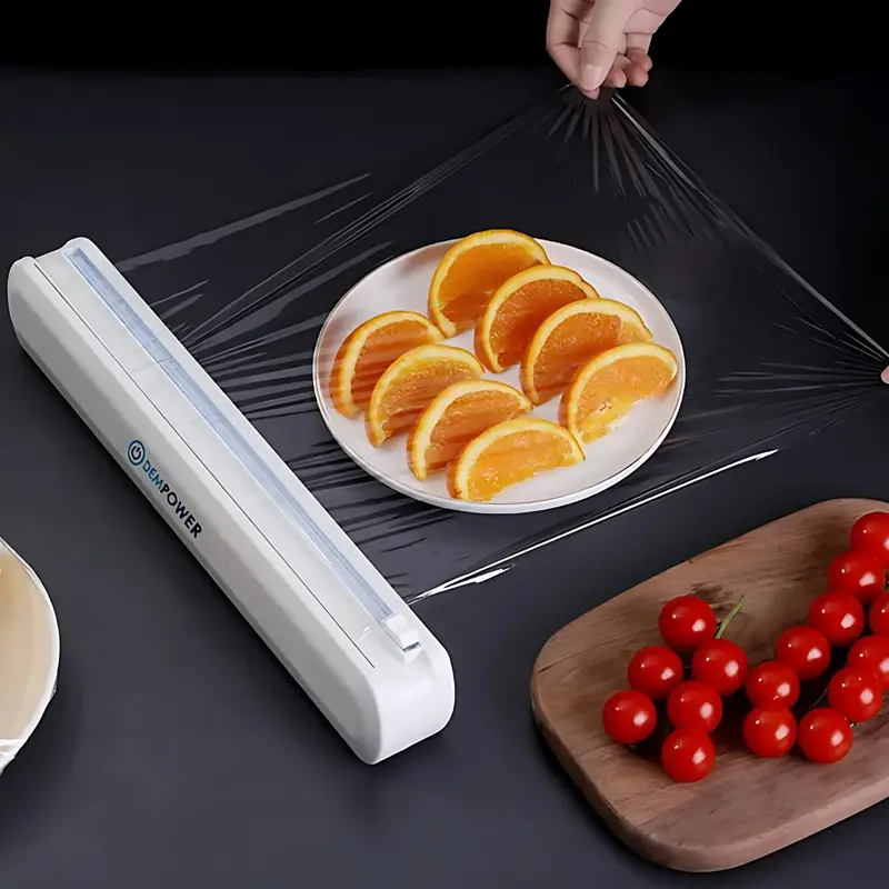 Portable Cling Wrap Cutter - Foil & Cling Film Kitchen Cutting Machine & Dispenser with Suction Base, Adjustable Plastic Cling Film Storage Box – Quick And Easy Food Packaging, Double Sided Utensils Stainless 7
