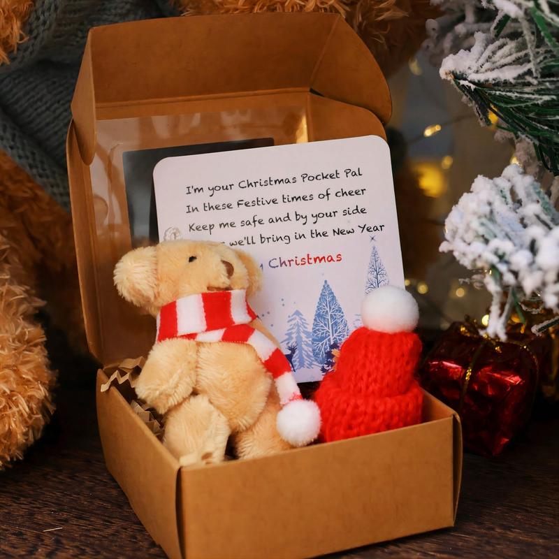[2025 Mother's Day Gifts] 1pc, Pocket Teddy Bear Hug, Mini Plush Bears In Box, Little Pocket Bears With Inspirational Card, Sympathy Gifts For Graduation Birthday Christmas, Suitable For Both Men And Women,Christmas 7