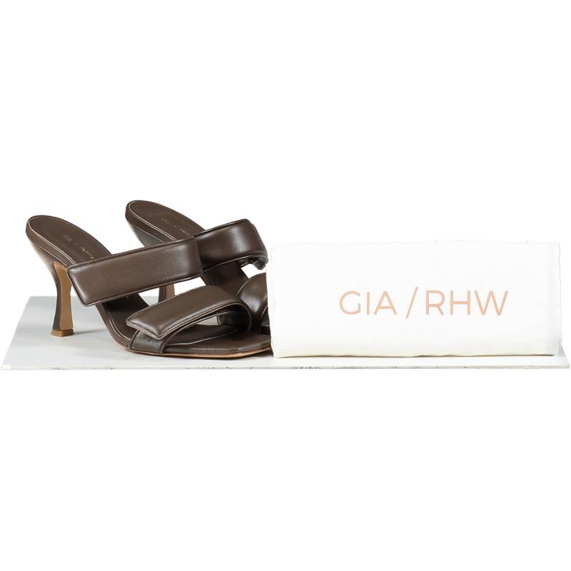 GIA BORGHINI X Pernille Teisbaek Perni 03 Leather Sandals In Brown UK 6 EU 39 👠 0