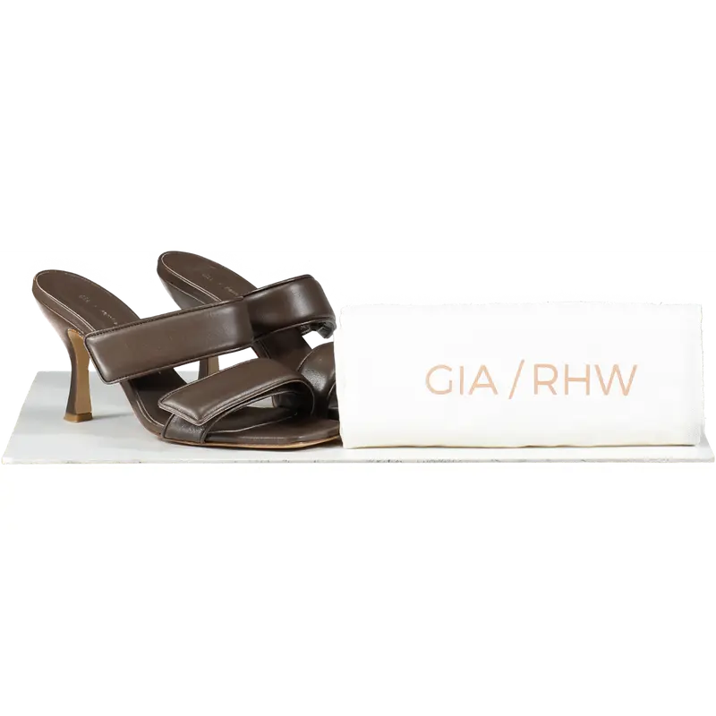GIA BORGHINI X Pernille Teisbaek Perni 03 Leather Sandals In Brown UK 6 EU 39 👠 0