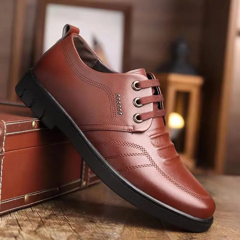 Men's leather shoes breathable men's shoes round head soft sole foreign trade casual shoes work shoes Footwear Boy 1