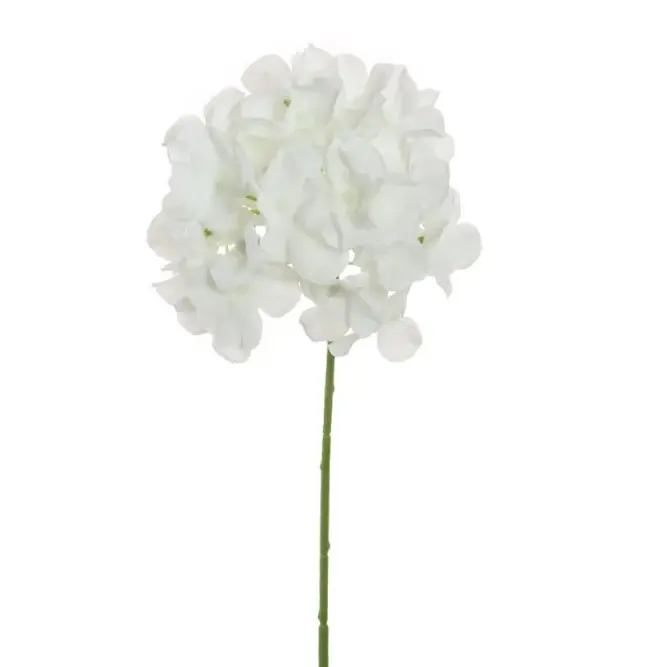 White Hydrangea Thin Stem - Total Height 62cm, Flower Head Diameter 12cm - Decorative Flowers  Room Ornaments Centerpiece Floral
