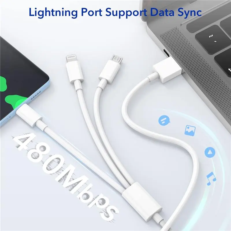 Multi Charger Cable, 2Pack 2M Multi Charging Cable Phone Charger Cables with Micro USB Type C Lightning Cable Connector for iPhone, iPad, HTC, LG, Samsung Galaxy, Huawei, Android Smartphones and More  Devices Mobile Durable Electronic Cellphone 5