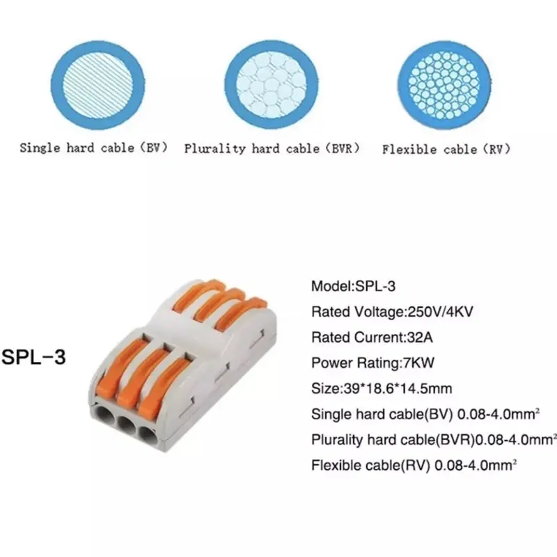 Lever Nut Connector, Bilateral 4 & 6-Hole Pressure Bar Terminal Block, 30 Pack. 5