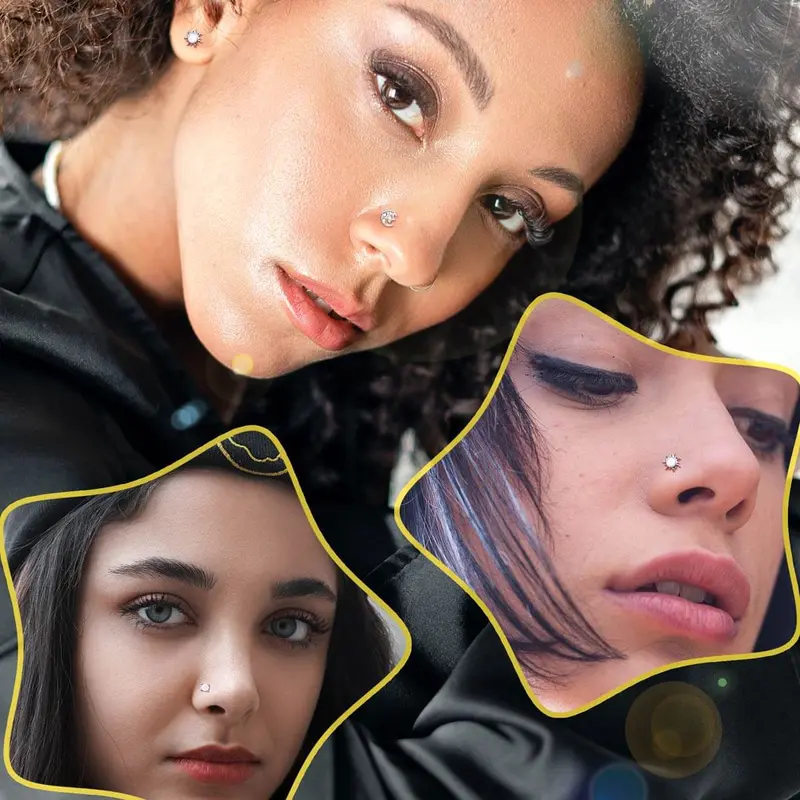20G 3PCS L-shaped Opal Nose Studs Pack for Women 2
