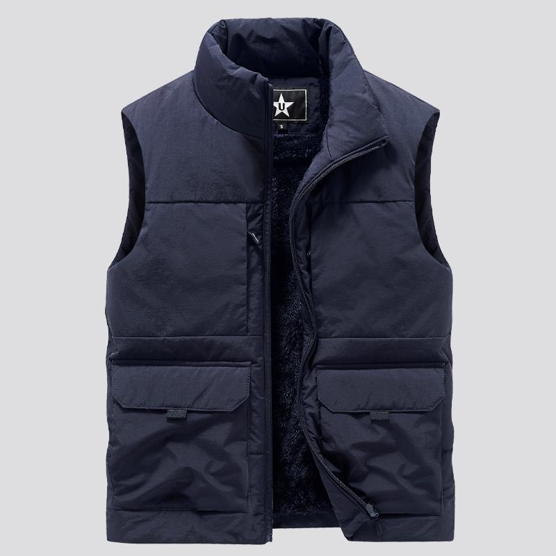 FaShion Large Male Warm Waistcoat Fleece Vest Men Men's Multi-Pocket Clothing Winter Vest Jackets Sleeveless Coat 7