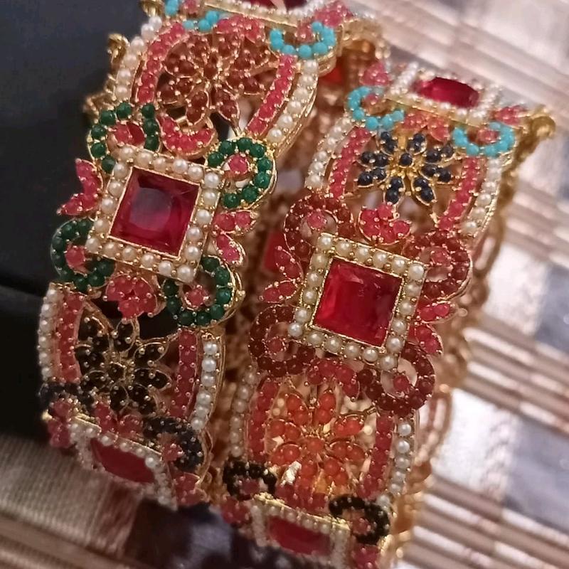 Bangle Openable Kara Set || Glod Plated Kara Pair || Bangles with Zircon Stones 3