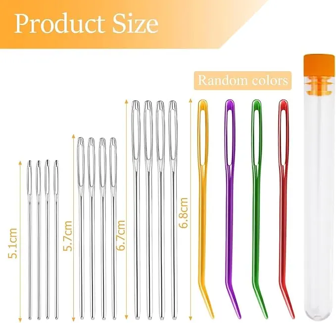 16 Pcs Large Eye Blunt Needles, Darning Needles for Wool, Crochet Needles, Tapestry Needle Yarn Needle, Wool Needles for Sewing Up Knitting for Crochet DIY Crafts 3