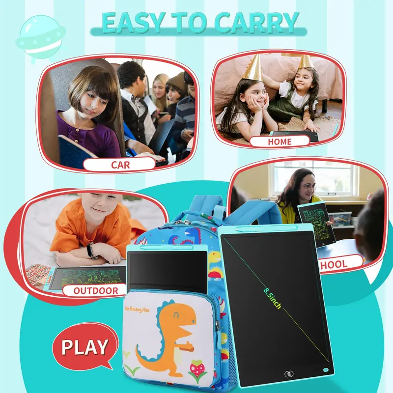 [2 Pack] 8.5 inch LCD Drawing Tablet for Kids Colorful Screen Writing Board Toddler Toys Learning Educational Stocking Fillers Kids Gifts for for 2 3 4 5 6 7 Year Old Boys Girls, (Pink&Blue) 3