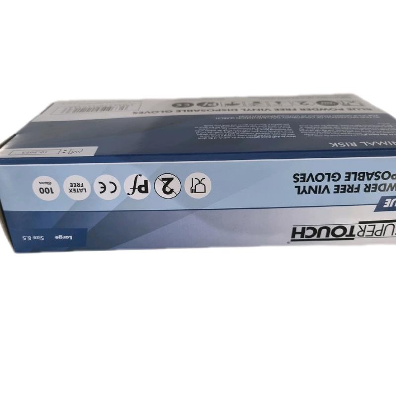 Supertouch 100 Blue Vinyl Disposable Gloves Sizes S/M/L/XL Available Powderfree Foodsafe Cleaning  Latex Free 3