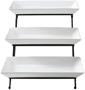 3 Tier Serving Platter Set Three Tier Food Dessert & Cake Display Party Food Tray Set Ceramic Stylish