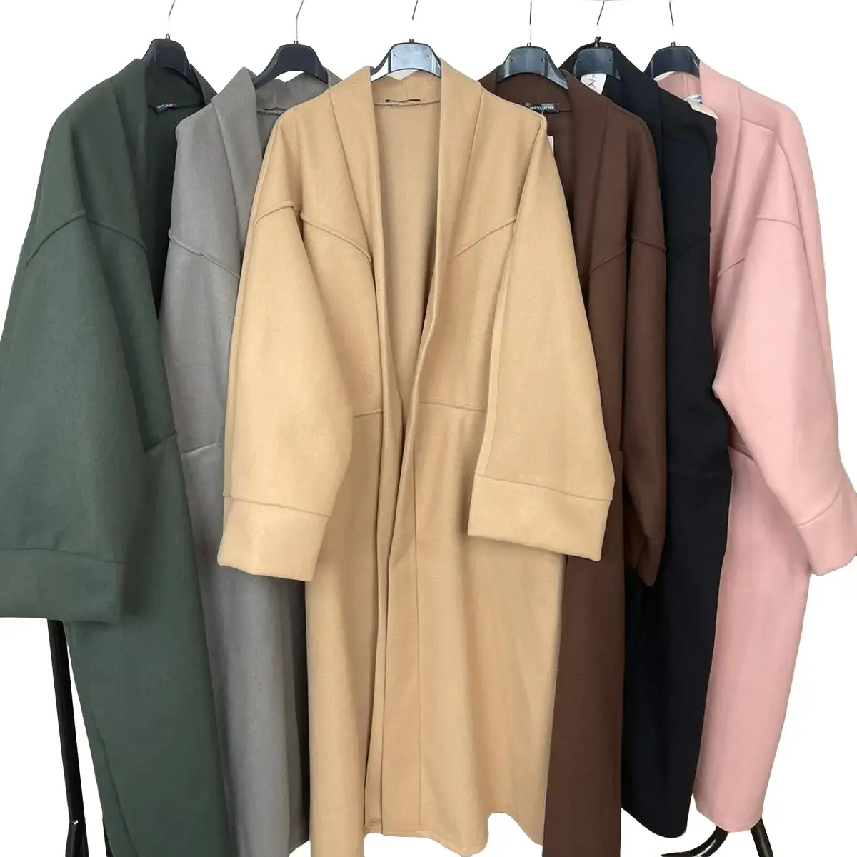 LuvToria Oversized Batwing Long Coat - Front Pocket , Long Sleeves - Winter Fashion Casual Collar- Size 8-22 Comfort Fit Womenswear Wool Boho Elegant