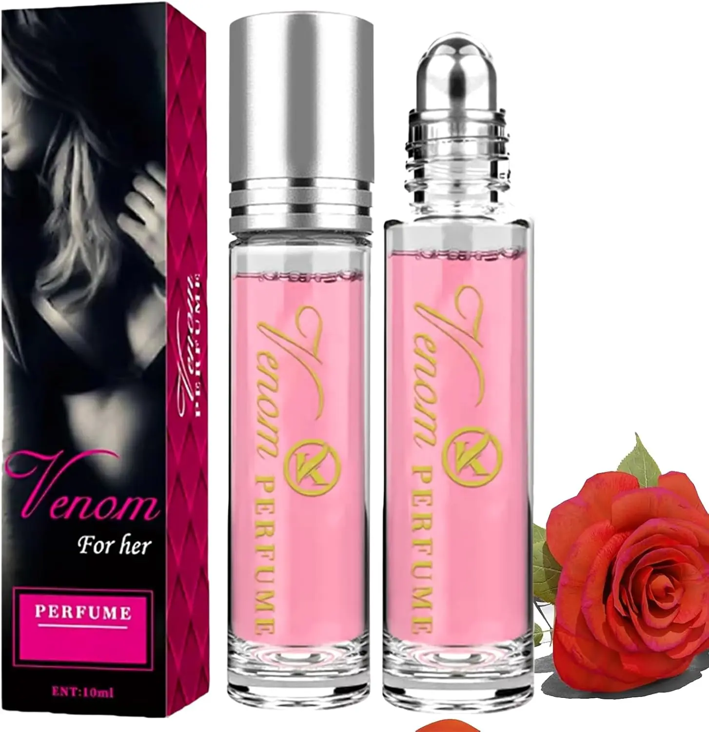 2pcs Pheromone Perfume for Women to Attract Men,veno-m Pheromone Perfume,Roll-On Infused Essential Oil Perfume Cologne,Concentrate Body Perfume Oil