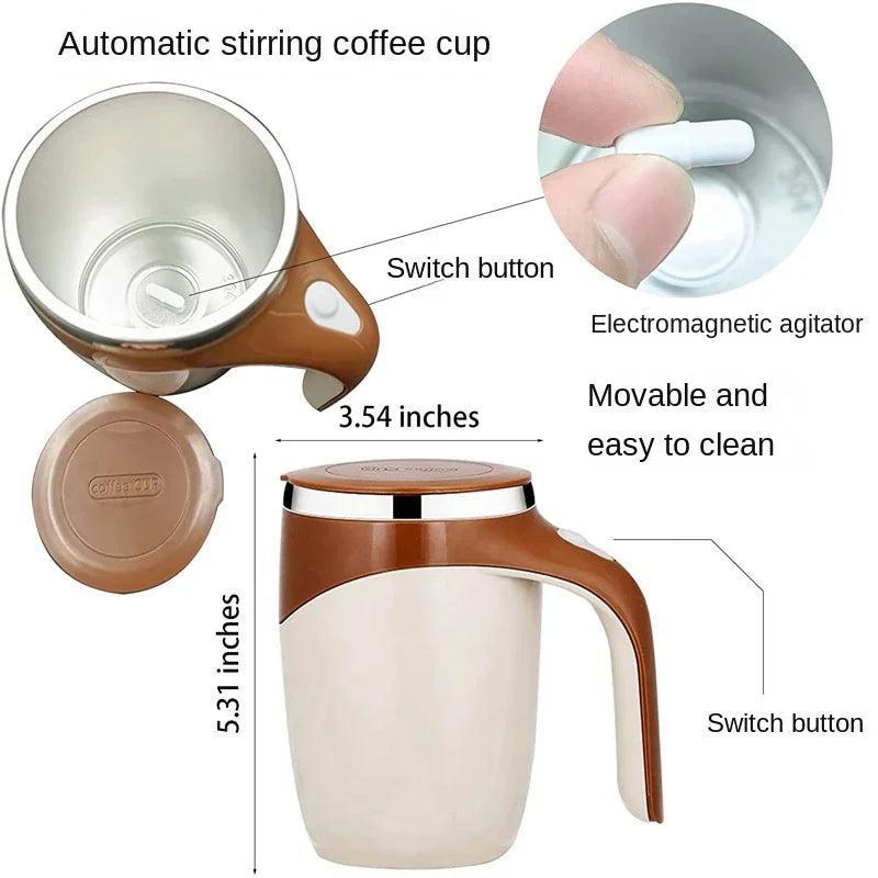 Product Introduction of Electric Self-Stirring Coffee Mug with Lid - 380ml USB Rechargeable Magnetic Rotating Mug, Stainless Steel & ABS, Multipurpose for Coffee, Milk, Cocoa, and Beverages 2