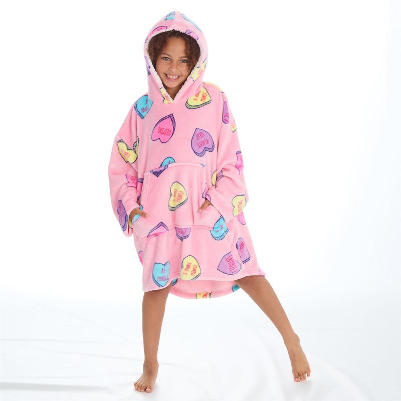 Girls Oversized Hoodie Love Heart Design Age 10 Years plus Soft Fleecy Fabric Cosy Lined Hood and Kangaroo  Pockets 0
