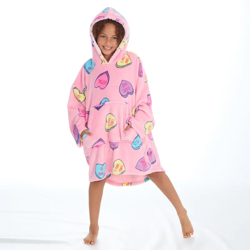 Girls Oversized Hoodie Love Heart Design Age 10 Years plus Soft Fleecy Fabric Cosy Lined Hood and Kangaroo  Pockets 0