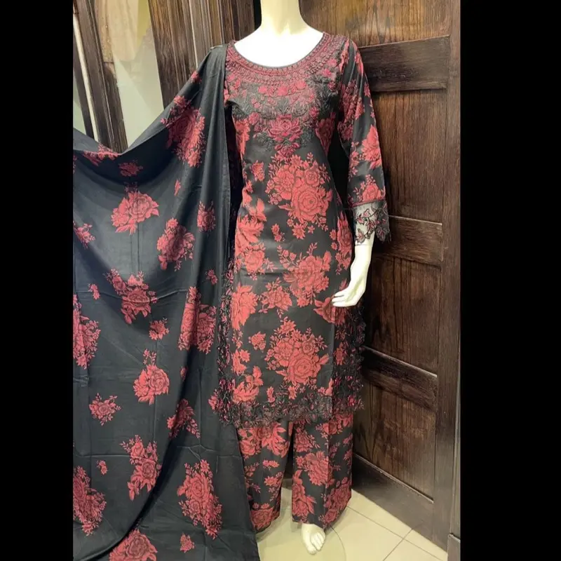 091G-  Digital Premium dhanak Khaddar Embroidered Print 3 Piece Suit - Ready to Wear