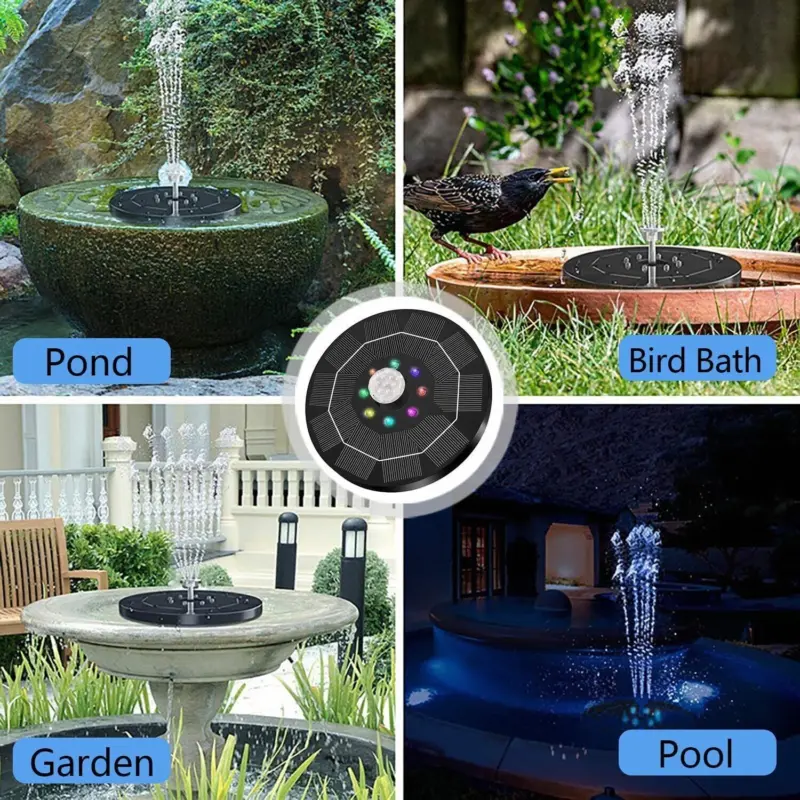 Solar Powered Fountain Water Feature Pump 16CM Garden Pool Pond Aquarium 8LED UK 3