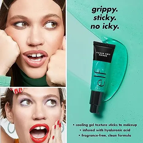 E.l.f. Power Grip Primer Gel-Based & Hydrating Face Primer Smothing Skin (24 ml) Hydrating Long-lasting Oil Control Pore Minimising Dry Skin High Coverage Makeup Moisture 2
