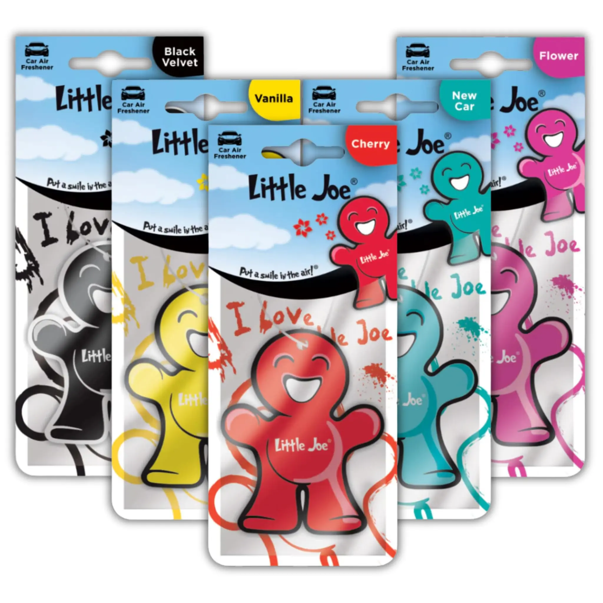 Little Joe Paper Car Air Freshener - 5 Pack of Black Velvet, Cherry, New Car, Flower & Vanilla - 30-Day Long-Lasting Fragrance