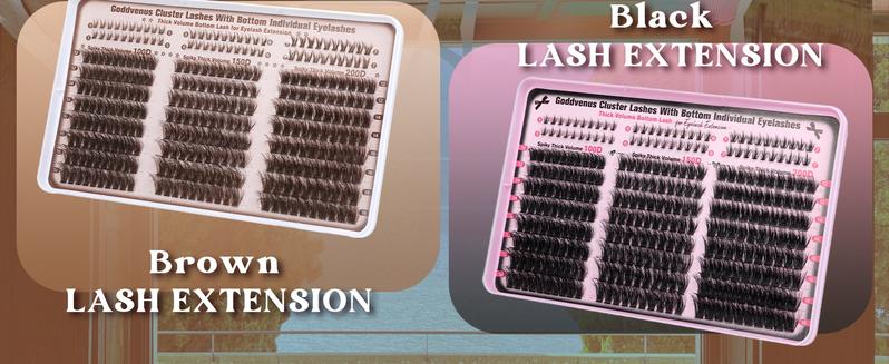 Product Introduction of Goddvenus Cluster Lashes Soft & Fluffy Texture Individual Eyelashes 300pcs Thick Volume Eyelash Clusters Wispy Individual Lashes D Curl Russian Lash Extensions DIY Waterproof Eyelash Individuals 2