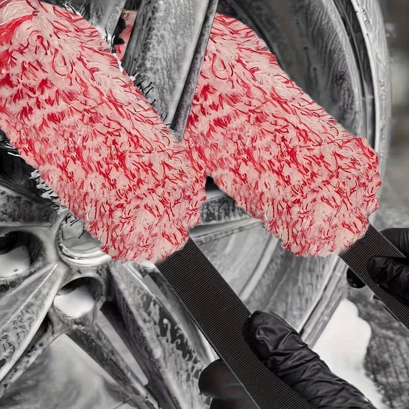 Product Introduction of Double-Sided Microfiber Car Wheel Cleaning Towel with Long Belt - Coral Plush Tire Scrub Brush for Hub Detailing 2