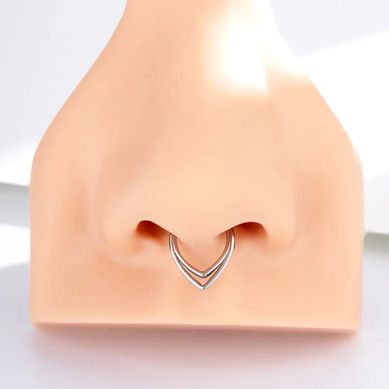 Oufer 16G Double Hoop Hinged Segment Triangle Septum Ring 5