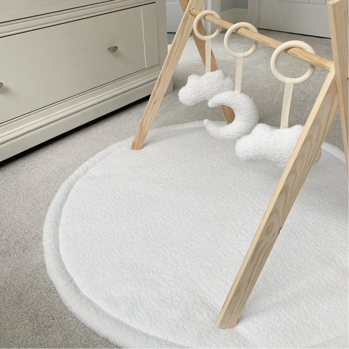 Little Old Soul Boucle Duo - Handmade Extra Soft Play Mat and Baby Gym Toys in Moon and Cloud Theme