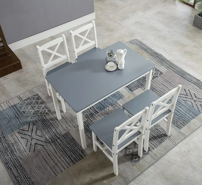 mcc direct Classic Solid Wooden Dining Table and 4 Chairs Set Kitchen Home 1