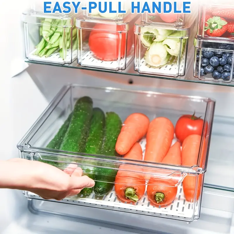 10pc Plastic Refrigerator Storage Box, Stackable Fridge Organizer Bins With Lids, Utility Safe Storage Containers For Fridge, Sorting Storage Organizer Box For Food Fruit Vegetable Drinks 4