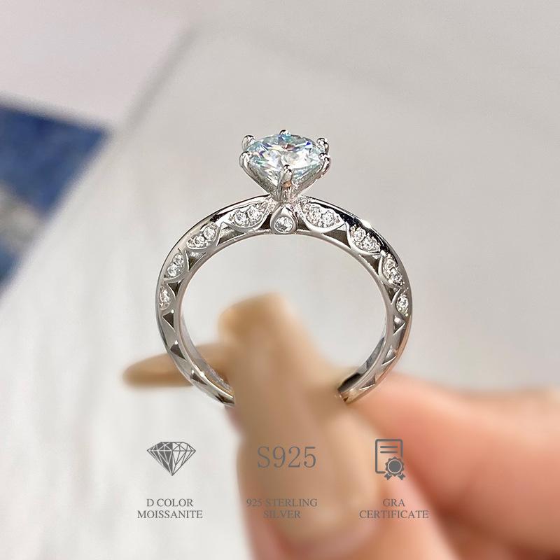 Elegant 925 Sterling Silver Moissanite Proposal Ring3