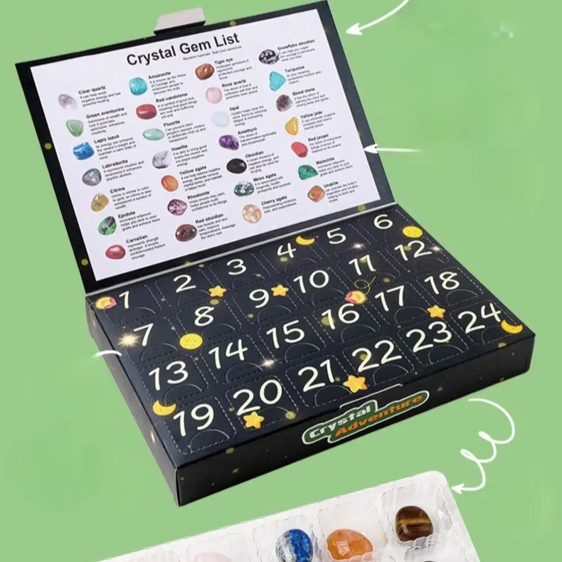 Crystal Adventure Gift Box for children Natural Science, Best Christmas Gift for Children, Crystal Collection Crystal Kit, Popular Tumbled Crystals Crystal Starter Set for boy/girl, Natural crystal rough stone children's gemstone mineral box birthday gift 6