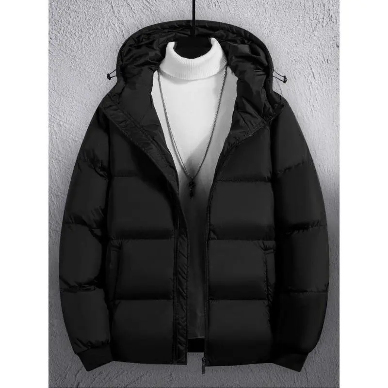 Men's Plain Pocket Zip Up Thick Warm Hooded Puffer Coat, Regular Fit Long Sleeve Padded Winter Coat, Menswear, Cold Weather Gear, Going Out Outfit 7