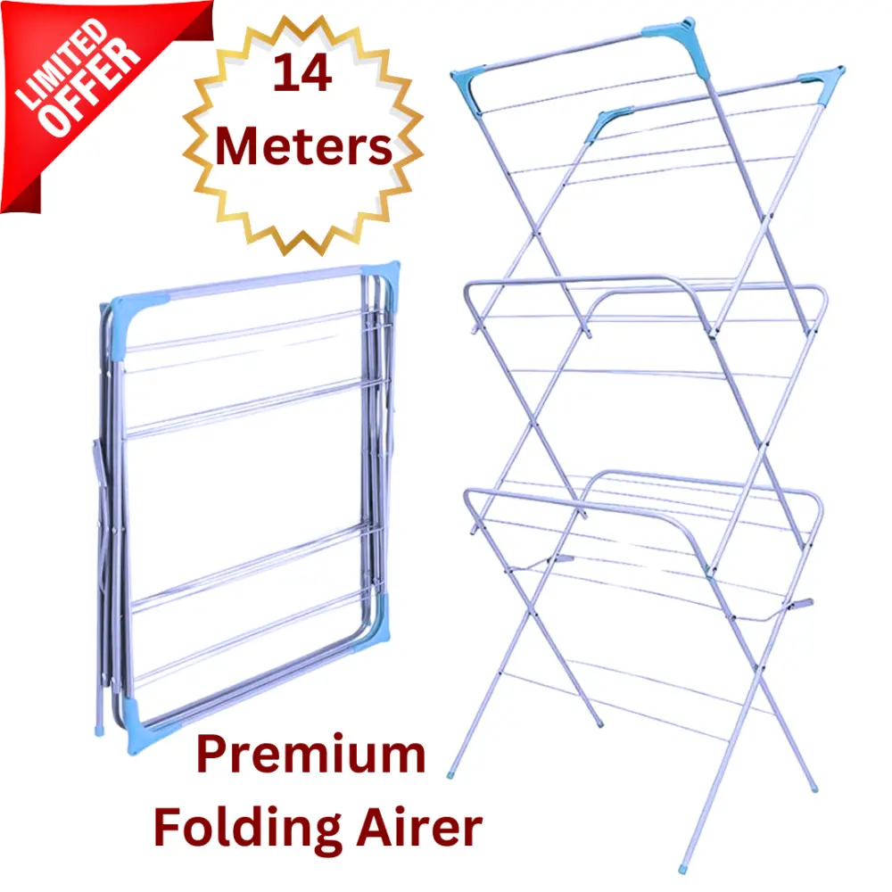 3 Tier Clothes Dryer Airer Foldable Laundry Rack Drying Durable Metal Lock Steel Hangable