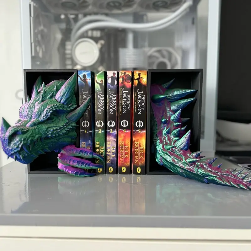 Dragon Book Nook 3D Printed Fantasy Shelf Decor Unique Gift - Ornaments Dragon Book Nook Insert | Magical 3D Effect Bookshelf Decor | ACOTAR Inspired | 3d Printed Decor | Unique Book Display | Bookish Gift Tail 4