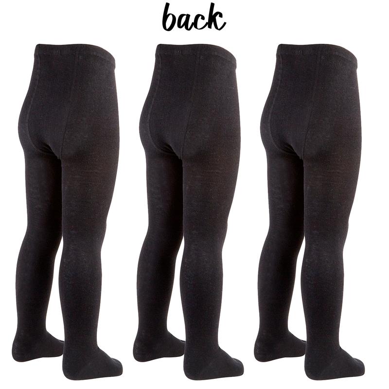 3 Pack Girls Black Tights School Tights for Girl Back To School Uniform Solid Plain Black Cotton Rich 	3 Pairs Girls Black School Uniform Tights Cotton Rich Warm Thick Stretchy Soft Warm Elasticated Waist Breathable 2 3 4 5 6 7 8 9 10 11 12 13 Years 3
