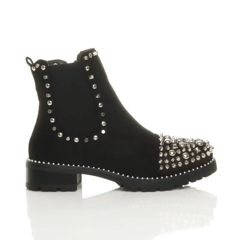 Low Heel Chunky Studded Chelsea Ankle Boots - I8887 6