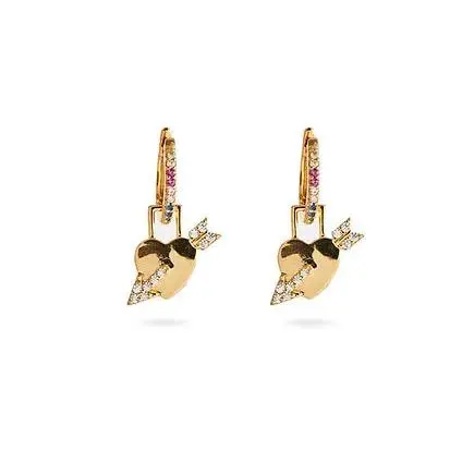 Love Is Love Rainbow Huggie Earrings With Detachable Heart Charm