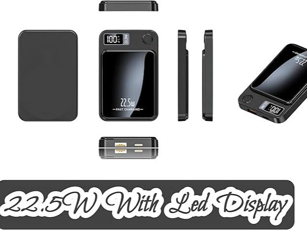 Portable Magnetic Wireless Power Bank, 1 Count 5000mAh 22.5W/PD20W Fast Charging Power Bank with LED Digital Display, Suitable for Outdoor Travel, Power Bank for Smartphone, Mobile Phone Accessories, for Magsafe Charger, Travel Accessories 6